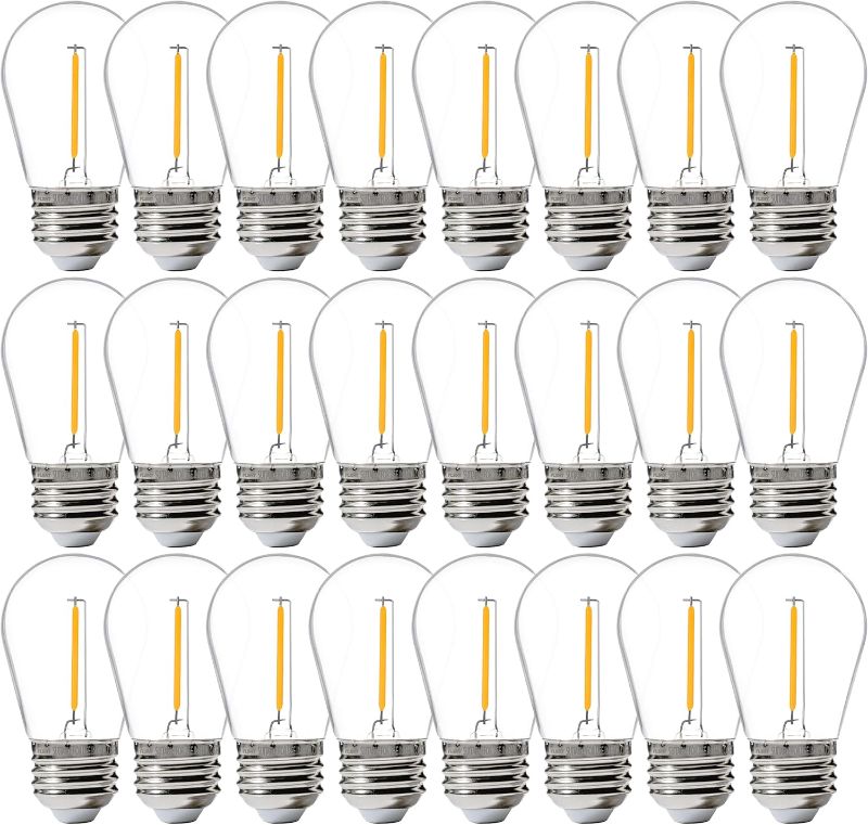 Photo 1 of  **SEE NOTES** 24 Pack LED S14 Replacement Light Bulbs, Shatterproof Waterproof 1W Outdoor String Light Bulbs