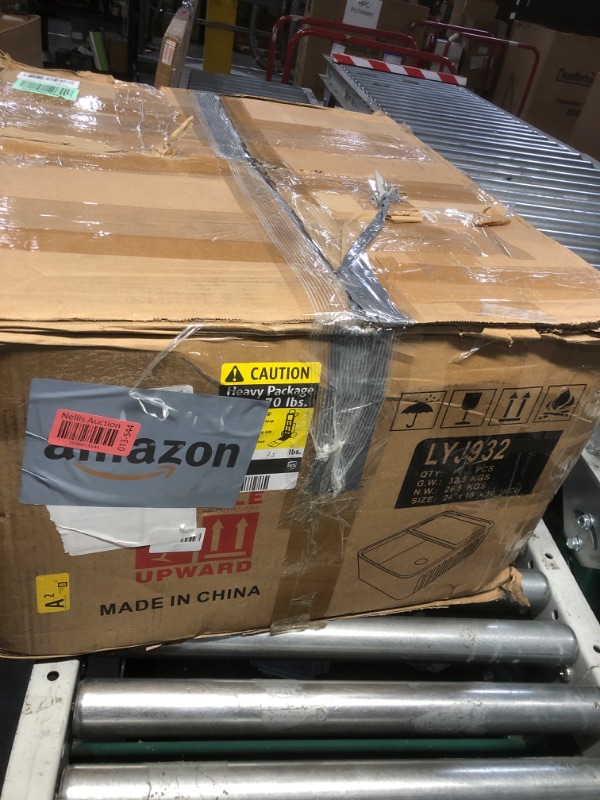 Photo 1 of COMLLEN 24 Inch White Farmhouse Sink, 24x18 Inch Workstation Sink Ceramic Fireclay Apron Front Farmhouse Kitchen Sink, Fireclay Single Bowl Undermount Laundry Sink with Accessories