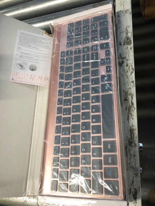 Photo 1 of Wireless Keyboard and Mouse Ultra Slim Combo, TopMate 2.4G Silent Compact USB 2400DPI Mouse and Scissor Switch Keyboard Set with Cover, 2 AA & 2 AAA Batteries,for PC/Laptop/Windows/Mac-Rose Gold Black