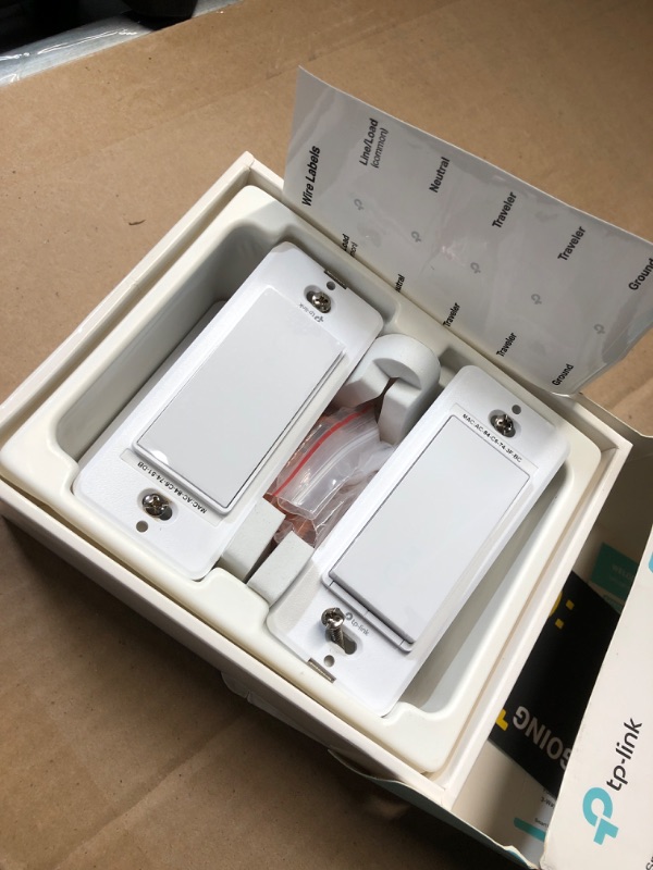 Photo 1 of TP-Link  3 Way Smart Switch, Smart Light Switch Supports Apple HomeKit, Siri, Alexa, Google Assistant & SmartThings, 2.4GHz WiFi Light Switch Neutral Wire Required, Remote Control Timer 2 Pack
