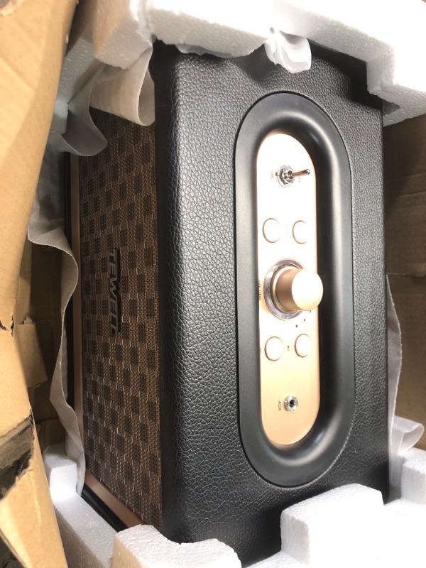 Photo 1 of Home Speaker with Premium Audio | Rich Bass, Rotary Dial for Volume Control | Toggle Switch, Wireless Bluetooth & 3.5mm Aux Input for Turntable | Record Player, AC Powered (Upgraded Version)