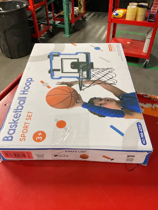 Photo 1 of HYES Mini Basketball Hoop Indoor with Scoreboard, Door Basketball Hoop with 3 Balls & Inflator, Basketball Toy Gifts for Kids Boys Girls Teens Adults, Suit for Bedroom/Office/Outdoor/Pool, Blue