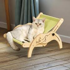 Photo 1 of ***NON REFUNDABLE, MISSING PIECES***LPOTIUS Cat Hammock Beach Chair for Indoor Cats, Elevated Cat Bed Adjustable Cozy Cat Lounger Wooden Cat Chair