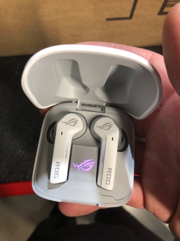 Photo 2 of (POWER TESTED) ASUS ROG Cetra True Wireless Gaming Headphones (Low-Latency Bluetooth Earbuds, Active Noise Cancelation, 27-Hour Battery Life, IPX4 Water Resistance, Wireless Charging)- White