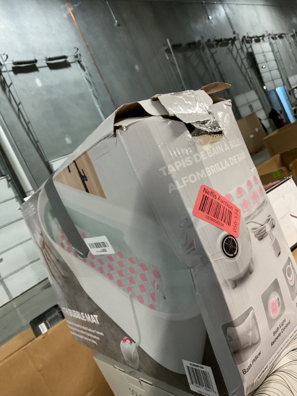 Photo 1 of SereneLife Bubble Bath Mat – Portable Spa with Adjustable Intensity, Waterproof LED Light, Pillow & Remote Control for Ultimate Relaxation (Pink)