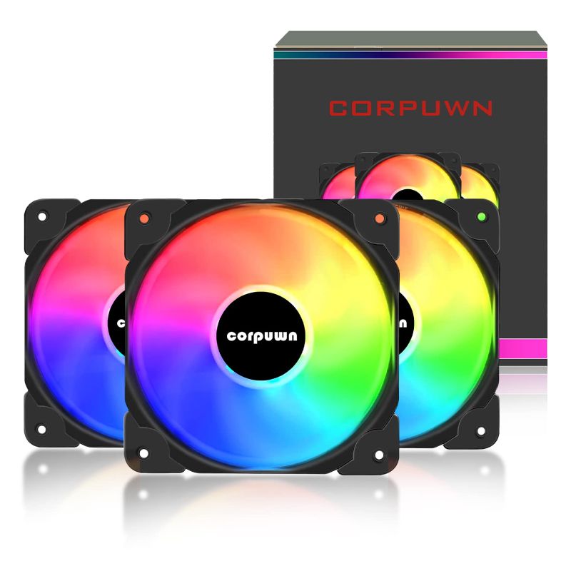 Photo 1 of *USED*140mm ARGB Fans Silent PWM Case Fan with Hub 3 Pack 1500 RPM High Airflow Cooling Fan 5V 3-Pin Adjustable LED Fan with Side Light
