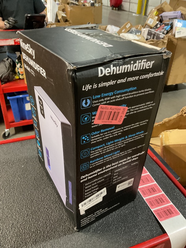 Photo 2 of ***(MAJOR DAMAGE/ SEE NOTES BEFORE BIDDING)***
NineSky Dehumidifier for Home, 95 OZ Water Tank, (1000 sq.ft) Dehumidifiers for Bathroom Bedroom Basement with Auto Shut Off,7 Colors LED Light (Gray)