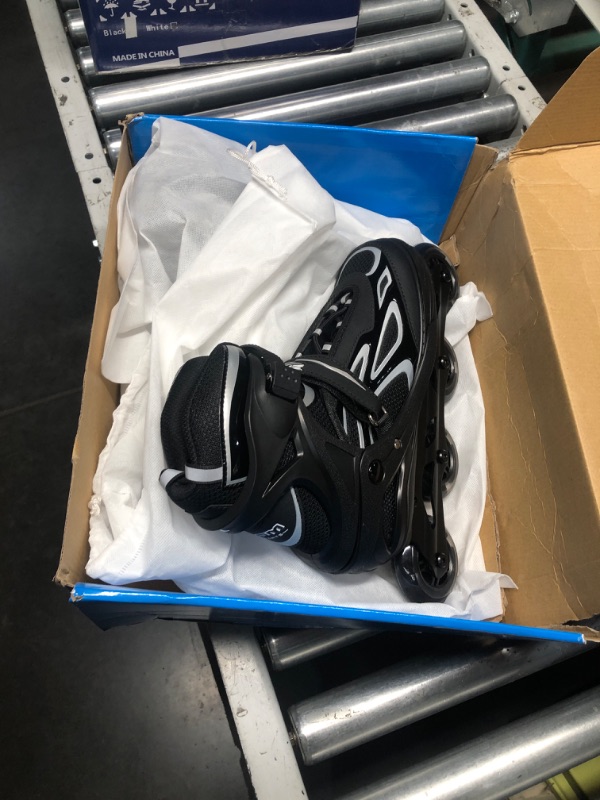 Photo 1 of 2PM SPORTS Vinal Inline Skates for Men with Light Up Wheels Adjustable Roller Women, Illuminating Outdoor Roller Skates for Kids and Adults - Silver XL