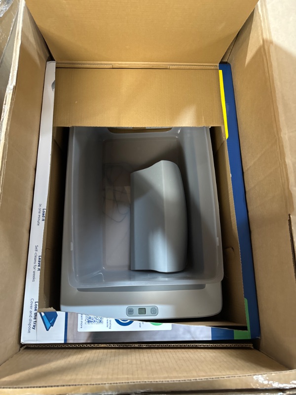 Photo 1 of **NON-REFUNDABLE** *MISSING COVER* (PARTS) PetSafe Scoop Crystal Pro Automatic Self Cleaning Cat Litter Box (27.6x19.1x16), Comeswith 1 Disposable Litter Tray (Grey)