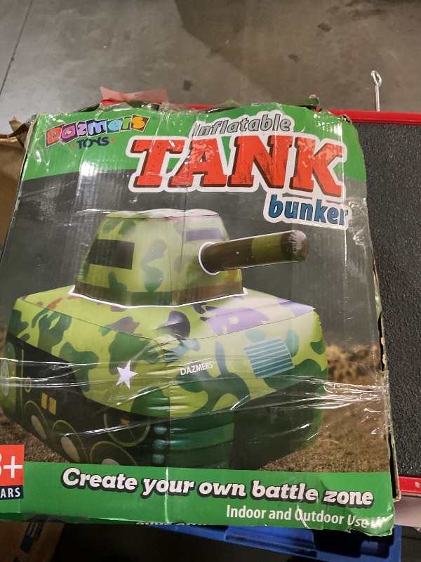 Photo 1 of Dazmers Inflatable Army Tank - Inflatable Military Battle Tank for Party War for Kids, Birthday, Toy Parties, Laser Tag, Paintball, Gel Blaster Gun, Water and Airsoft