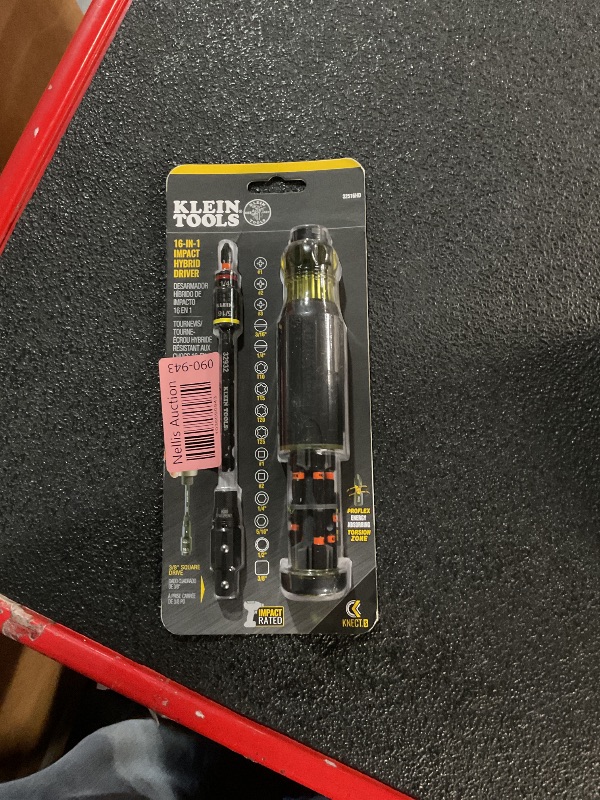 Photo 1 of Klein Tools 32516HD KNECT 16-in-1 Impact-Rated Hybrid Screwdriver/Nut Driver, Magnetic, Flip Socket, 11 Bits, 2 Nut Drivers, 3/8-Inch Square Adapter