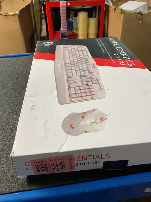 Photo 1 of Redragon S101 Wired RGB Backlit Gaming Keyboard with Multimedia Keys Wrist Rest and Red Backlit Mouse Combo 3200 DPI for Windows PC Gamers (White)