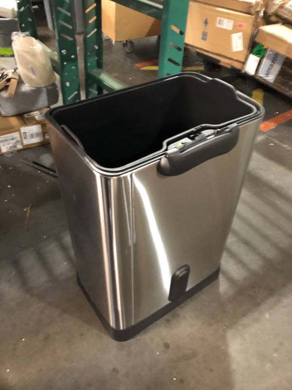 Photo 1 of ***MAJOR DAMAGE - LID BROKEN OFF - SEE PICTURES***
EKO Madison Brushed Stainless 50 Liter/13.2 Gallon Step Trash Can with Inner Liner