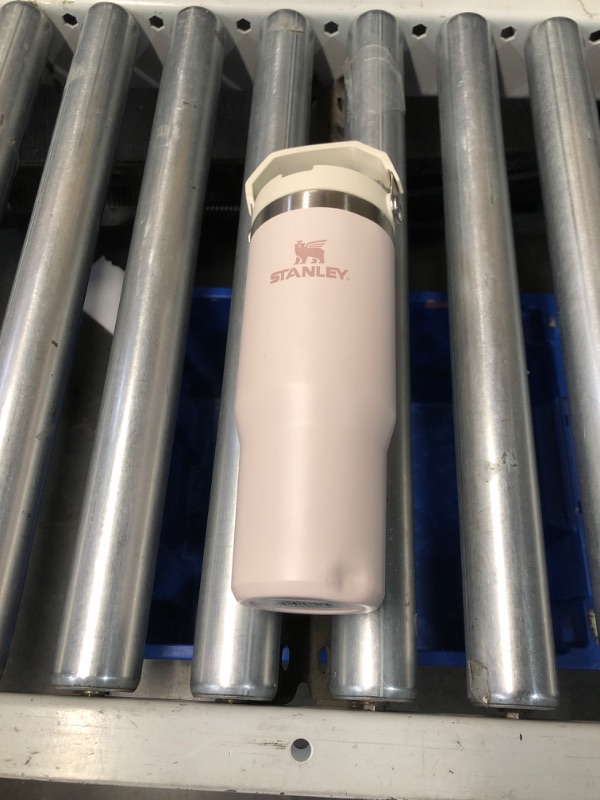 Photo 1 of **HANDLE IS BENT, SOME SMALL MINOR DENTS** Stanley IceFlow Stainless Steel Tumbler with Straw - Vacuum Insulated Water Bottle for Home, Office or Car Reusable Cup with Straw Leak Resistant Flip Cold for 12 Hrs or Iced for 2 Days (Rose Quartz)