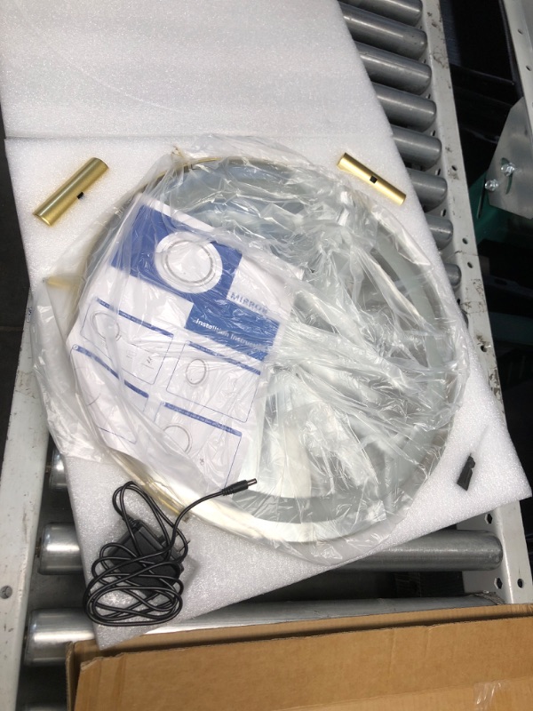 Photo 1 of FENNIO 18 inch Large Vanity Mirror with Lights, Round LED Lighted Up Makeup Mirror, Large Makeup Mirror with Lights, Touch Sensor with 3-Color Lighting Dimmable for Vanity Desk Tabletop, Bedroom