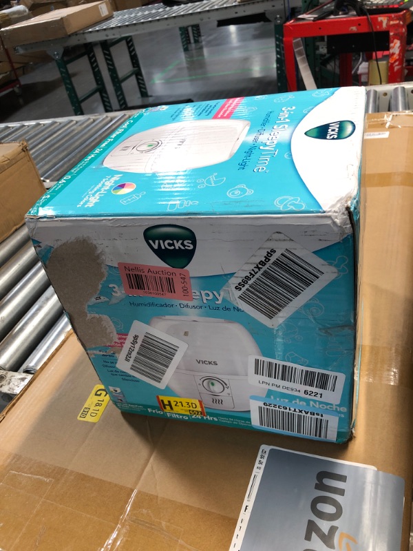Photo 1 of Vicks 3-in-1 SleepyTime Humidifier, No. 1 Brand Recommended by Pediatricians*. Cool Mist Humidifier with Night-Light, and Essential Oil Diffuser for Baby and Kids rooms. Visible Cool Mist, White.