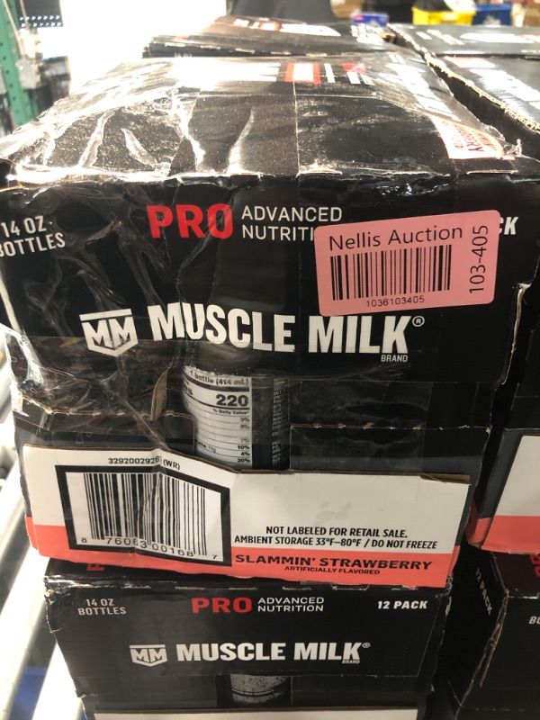 Photo 1 of ***FACTORY SEALED***
***NON REFUNDABLE***
Muscle Milk Pro Series Protein Shake, Slammin' Strawberry, 40g Protein, 14 Fl Oz, 12 Pack