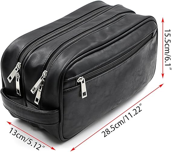 Photo 3 of (BAGGED) Sumnacon Toiletry Bags, Unisex PU Leather Waterproof Travel Toiletry Bag Organizer Perfect for Shaving Grooming Dopp Kit & Household Business Vacation, Cosmetic Bag with Portable Handle