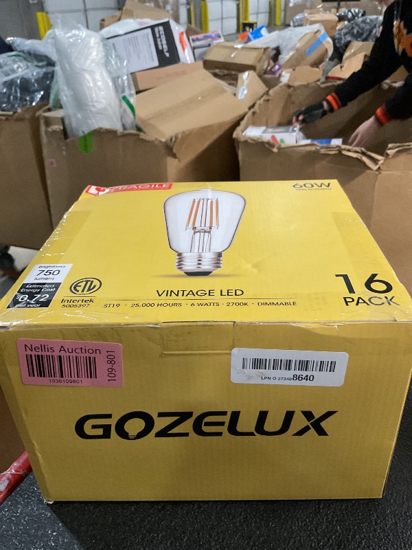 Photo 1 of Gozelux Vintage LED Edison Bulbs, 6W, Equivalent 60W, Dimmable, High Brightness Warm White 2700K, ST58 Antique LED Filament Bulbs with 90+ CRI, E26 Medium Base, Clear Glass, Pack of 16