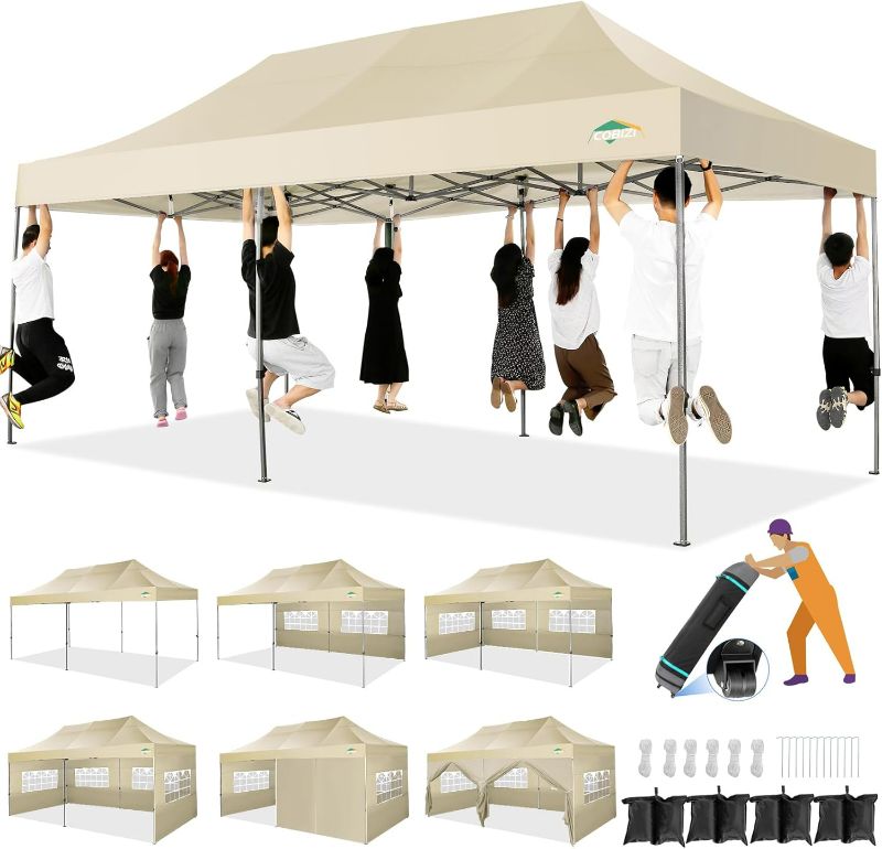 Photo 1 of **STOCK PHOTO FOR REFERENCE COLOR IS MORE GOLD COLOR**
COBIZI 10x20 Heavy Duty Pop up Canopy Tent with 6 sidewalls Easy Up Commercial Outdoor Canopy Wedding Party Tents for Parties All Season Wind &...