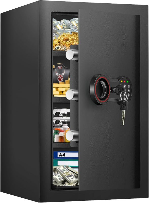 Photo 1 of SentrySafe Waterproof and Fireproof Alloy Steel Digital Safe Box for Home with Code Button Keypad, 1.23 Cubic Feet, 17.8 x 16.3 x 19.3 Inches (exterior), SFW123GDC