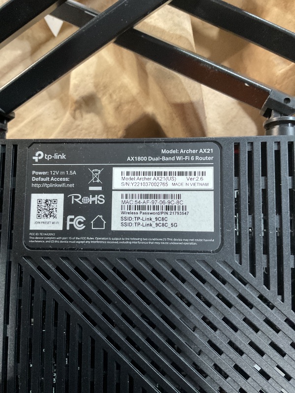 Photo 1 of ***PARTS ONLY***TP-Link AX1800 WiFi 6 Router V4 (Archer AX21) - Dual Band Wireless Internet, Gigabit, Easy Mesh, Works With Alexa - A Certified for Humans Device