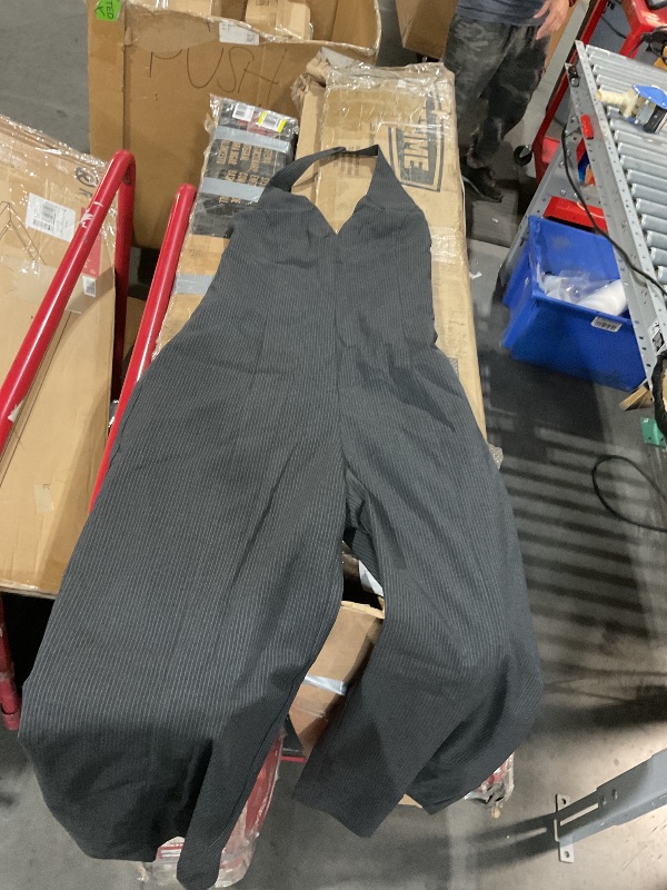 Photo 1 of SHANG CAN  Halter Jumpsuit Office Business casual Outfit wide leg with pockets grey striped