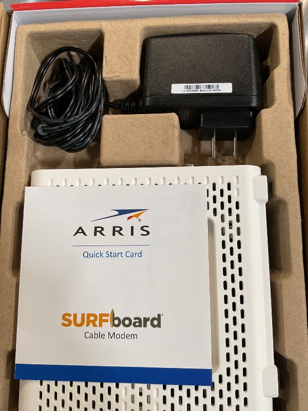 Photo 1 of ARRIS (SB8200) - Cable Modem - Fast DOCSIS 3.1 32x8 Gigabit Cable Modem , Approved for Comcast Xfinity, Cox, Charter Spectrum, & more | 1 Gbps Max Internet Speed, 4 OFDM Channels
****DOES NOT WORK WITH COX, ASSIGNED TO PREVIOUS USER.****