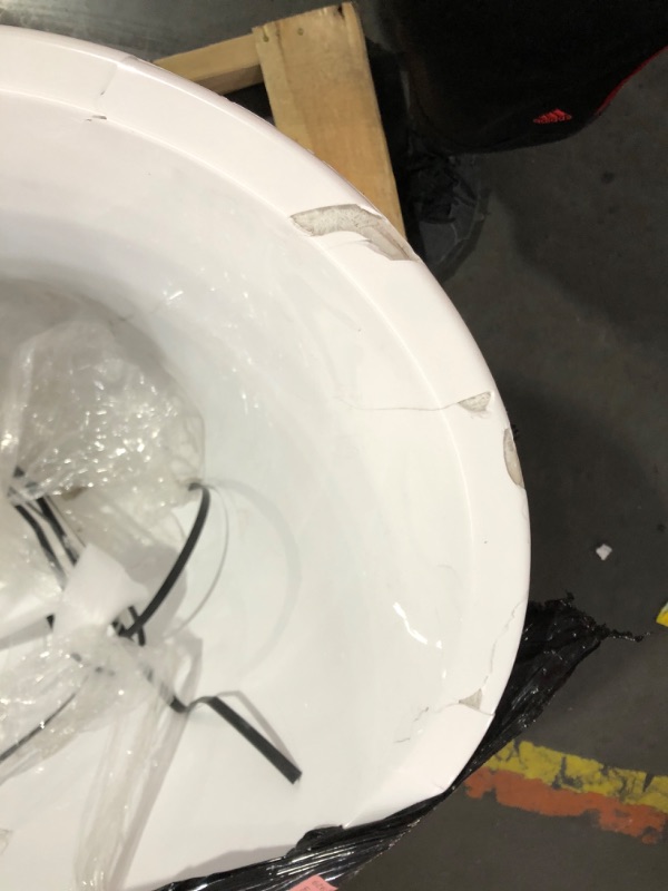 Photo 1 of (CRACKED/CHIPPED) Empava 67 Inch Acrylic Freestanding Bathtub Contemporary Soaking Tub with Brushed Nickel Overflow and Drain EMPV-BT1518, Glossy White