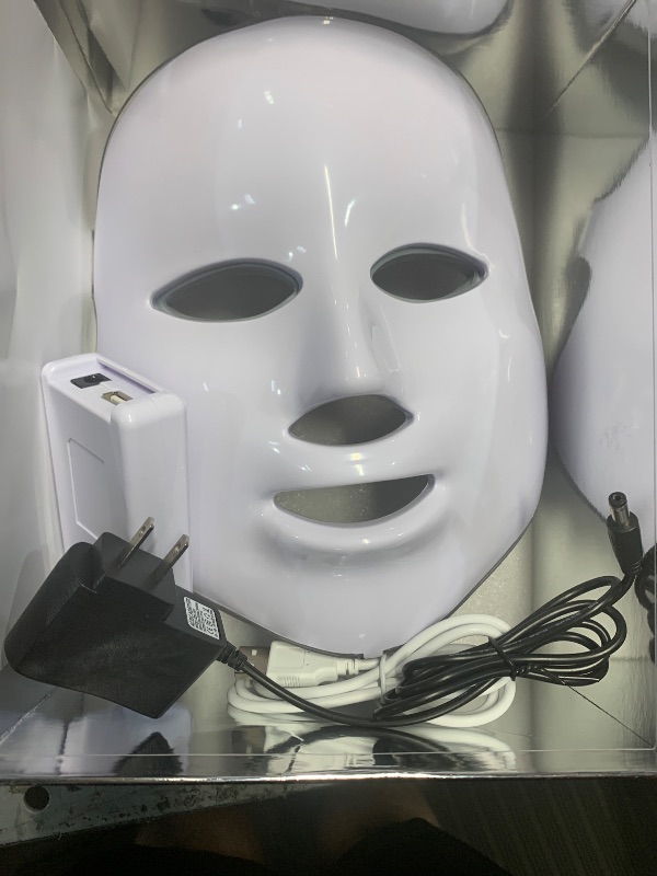 Photo 1 of * currently nonfunctional* DID NOT TURN ON WHEN PLUGGED IN. Needs charged* Aimery Red Light Therapy Face, 7 LED Light Therapy Face care Mask, Home Mask Skin Care, USB rechargeable, portable (white)