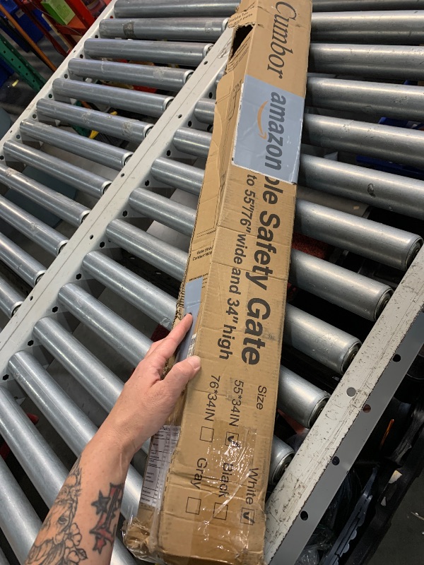 Photo 1 of ***(MISSING HARDWARE)***Cumbor 55" Wide Retractable Baby Gates for Stairs, Mom's Choice Award-Mesh Pet Gate for Dogs, Puppy Safety Essential Fit for Baseboards, Toddler Gates for Doorways, Hallways, Indoor & Outdoor, White