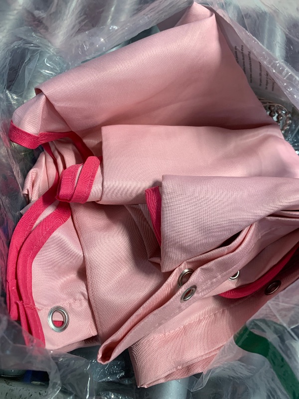 Photo 1 of ***(HEAVILY USED/ MINOR DAMAGE)***ORTIGIA Pink Scalloped Shower Curtain 72 W x 84 H Inch Extra Long, Cute Pink Ruffle Shower Curtains Boho Aesthetic Preppy Waterproof Fabric Bath Bathroom Decor with Metal Hook