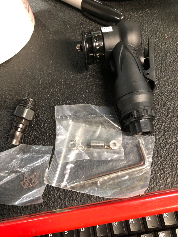 Photo 1 of Pneumatic Chamfering Tool Handheld, Mini Air-Powered Chamfering Machine Trimming, 45° Arc Corner with 1/4 Inch Air Inlet for Metal Wood Beveling Deburring (C&R Angle Blades)