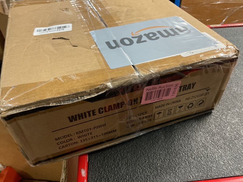 Photo 1 of BONTEC Small Keyboard Tray Under Desk, Pull Out Keyboard & Mouse Tray with C Clamp, 20 (24.6 Including Clamps) x 11.8 Inch Steady Slide-Out Computer Drawer, Perfect for Home or Office, White