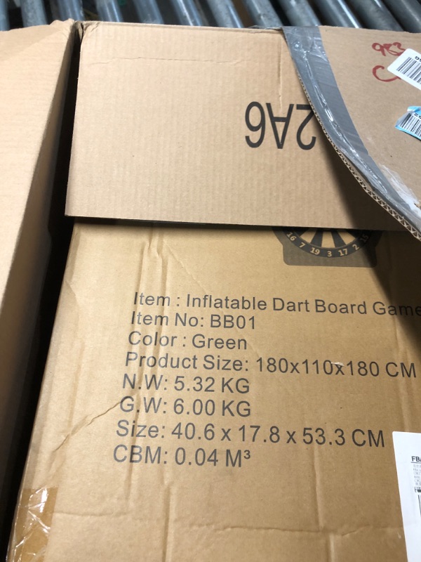 Photo 1 of FINCOME Inflatable 6ft Giant Dartboard, Golf Darts Kick Darts, Soccer & Throw Darts Game with Pump, 2 Kickball, 4 Throw Balls, 20 Golf Balls, Chipping Mat, Giant Dart Board Target Yard Games, Green