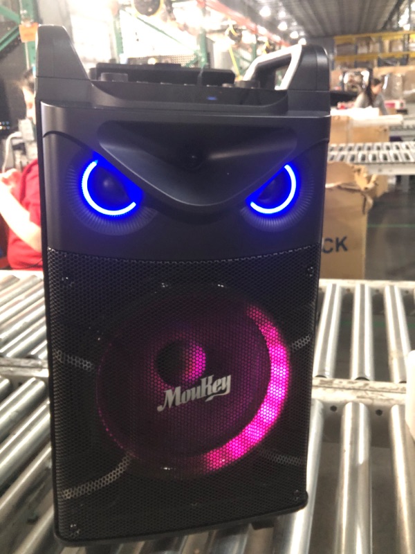 Photo 1 of ***PARTS ONLY**Moukey Karaoke Machine, 10" Woofer Portable PA System, Bluetooth Speaker with 2 Wireless Microphones, Lyrics Display Tablet Holder, Party Lights & Echo/Treble/Bass Adjustment Support REC/AUX/USB/TF