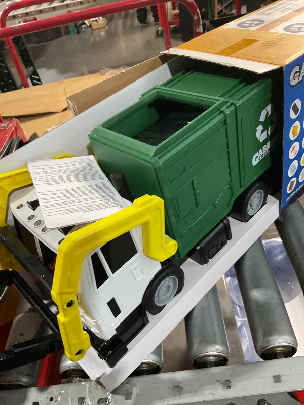 Photo 1 of (See images)JOYIN Large Friction Powered Garbage Truck Toy Set, Includes Dumpster, Trash Bins, and Learning Cards for Kids