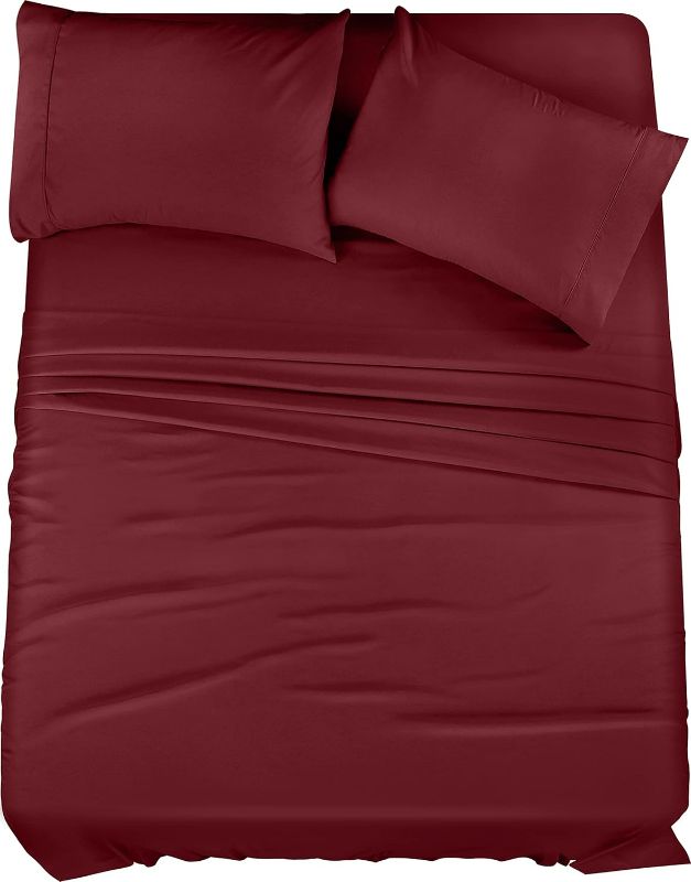 Photo 1 of Bedding Queen Bed Sheets Set - 4 Piece Bedding - Brushed Microfiber - Shrinkage and Fade Resistant - Easy Care (Queen, Burgundy)