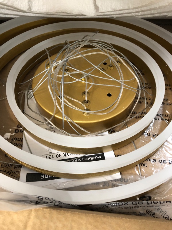 Photo 1 of (sold for parts only)Mccokaige Modern Gold Led Chandelier 3 Rings Gold Dimmable LED Chandeliers Light Fixture 