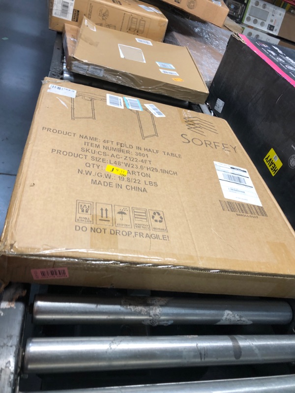 Photo 1 of ***FACTORY SEALED***Sorfey Folding Table 4-Foot X 24 inch, Adjustable to 4 Heights, White Plastic