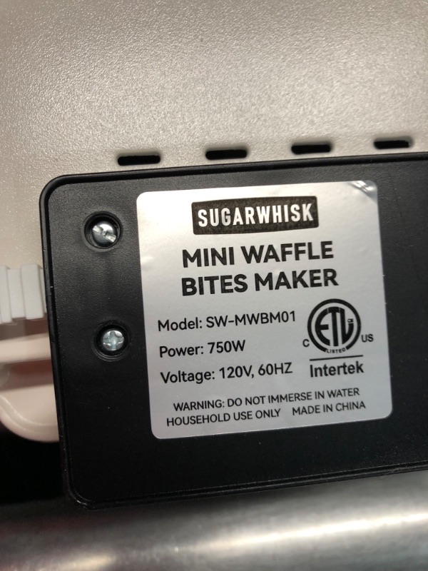 Photo 1 of ***HEAVILY USED - DIRTY - SEE PICTURES - UNABLE TO TEST***
SugarWhisk Mini Waffle Maker Machine, Tiny Waffle Bites Iron for Kids, Bake 8 x 2'' Tiny Waffle Bites, Small Waffle Maker, Compact & Easy Use, Non Stick Surface, Recipe Included, White