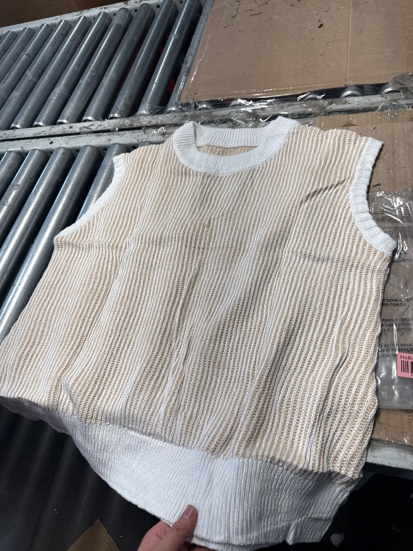 Photo 1 of *** stock for reference only ***
Eytino Women's Plus Size Sweater Tank Tops Casual Cap Sleeve Color Block Rib Knit Crewneck Oversized Pullover Tops Beige 2X