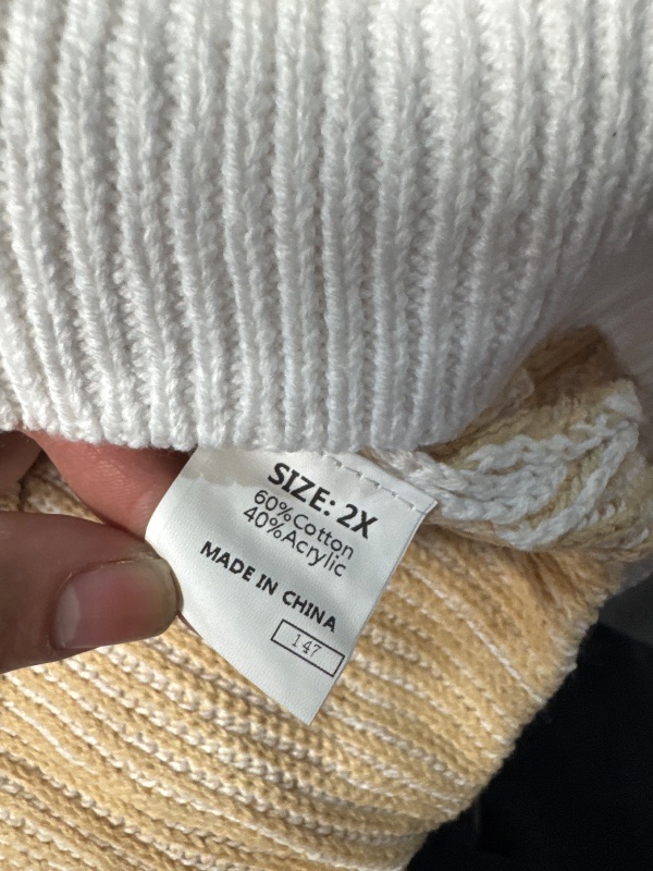 Photo 1 of *** stock for reference only ***
Eytino Women's Plus Size Sweater Tank Tops Casual Cap Sleeve Color Block Rib Knit Crewneck Oversized Pullover Tops Beige 2X