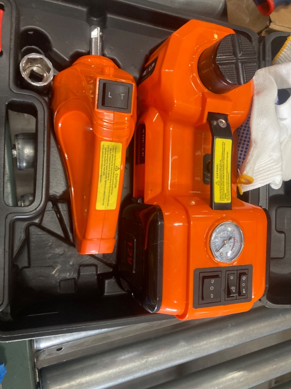 Photo 1 of E-HEELP Electric Car Jack Kit 5Ton 12V Hydraulic Car Jack Lift (Lifting Range: 6.1~17.7 inch) with Electric Impact Wrench for SUV MPV Sedan Truck Change Tires Garage Repair
