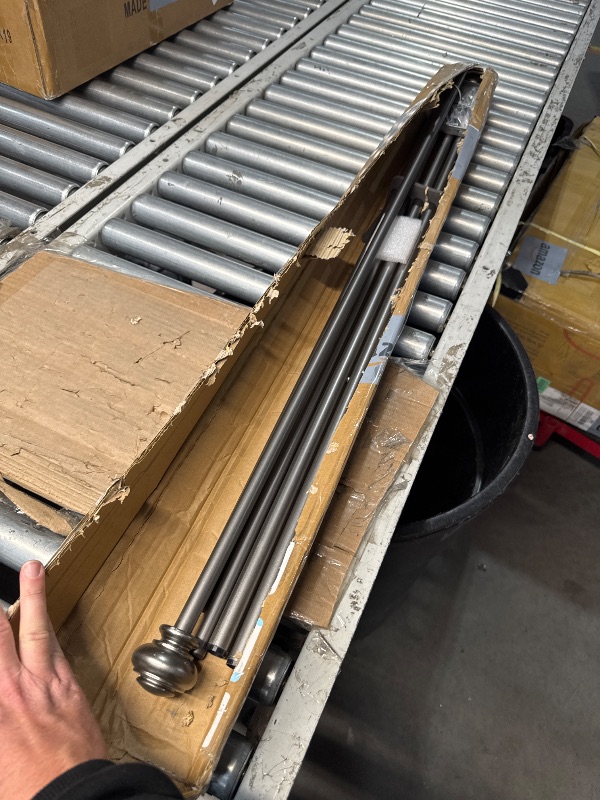 Photo 1 of (USED/FAIR) Elegant Window Treatment Telescoping Double Curtain Rod Set with Classic Cap, 3/4-Inch Diameter, Adjusts from 66 to 120 Inches, Pewter
