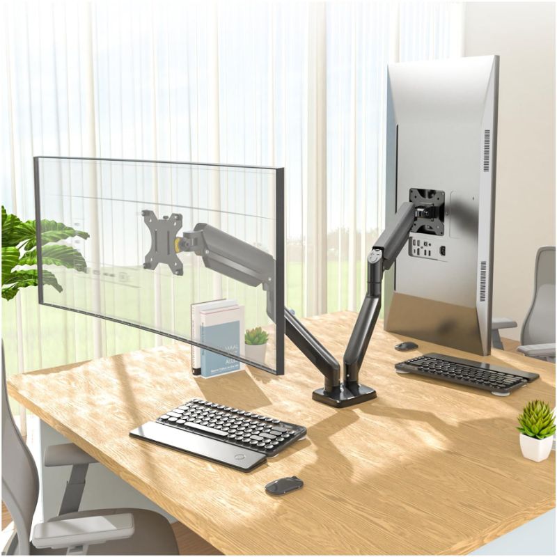 Photo 1 of  (PARTS) Dual Monitor Arm Desk Mount - Height Adjustable Tiltable Swivel Rotatable Double Monitor Arms for 2 Monitors VESA 75/VESA 100mm Support up to 32 inch
