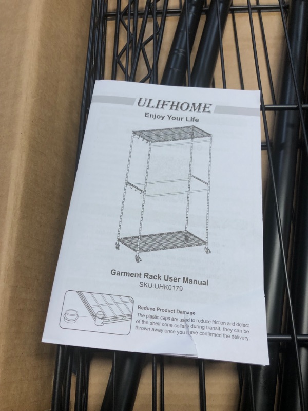 Photo 1 of (PARTS) (NOT A COMPLETE SET) FUTASSI P1 Plus Rolling Clothes Rack, 22mm Diameter Heavy Duty Garment Rack with Wheels, Portable Closet Wardrobe with Double Rods, 45" W x 17.7" D x 80.5" H, Max Load 524 LBS, Black