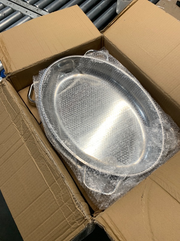 Photo 1 of (FAIR) PROPAN Roasting Pan with Rack and Lid 12 Quart,18/10 Stainless Steel Multi-Use Oval Dutch Oven, Induction Compatible Dishwasher/Oven Safe Turkey Roaster,17 Inch
