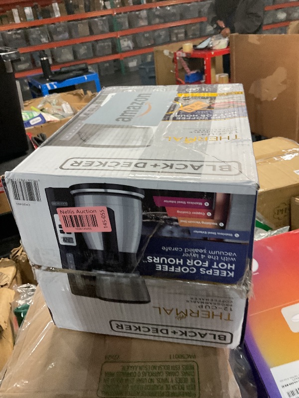 Photo 1 of BLACK+DECKER 12 Cup Thermal Programmable Coffee Maker with Brew Strength and VORTEX Technology, Black/Steel