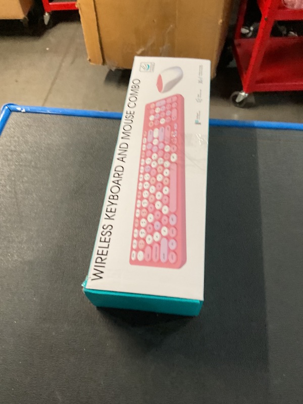 Photo 1 of Wireless Keyboard and Mouse Combo, Retro Typewriter Wireless Keyboard with Round Keycaps, 2.4GHz Full-Size USB Cute Wireless Keyboard Mouse for Computer, Desktop, Laptop (Milk Tea Colorful)